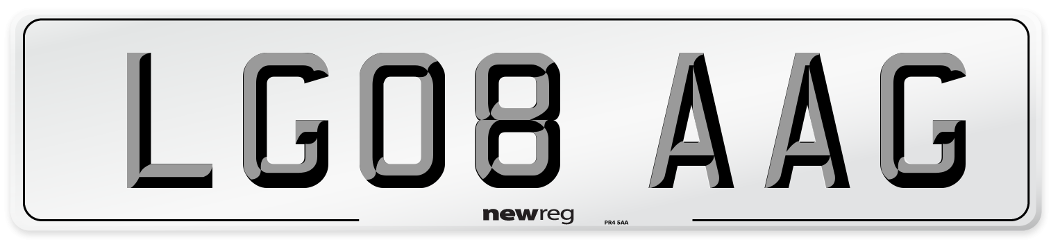 LG08 AAG Number Plate from New Reg